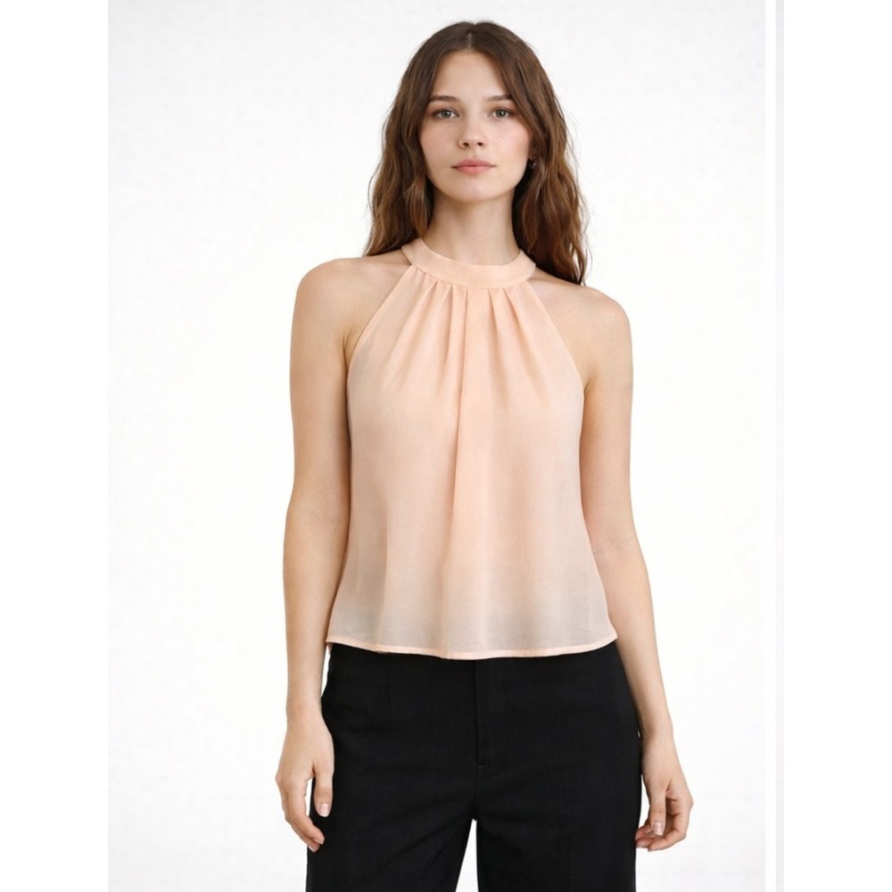 IRIS Pinky Peach Halter Top Sz Lg EUC